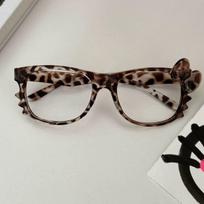 Retro Leopard Pattern Glasses Frame Cute Cat Ear Eyeglasses Beauty Artifact Sweet Cool Y2k No Lens Decorative Frames Girls Gift gray