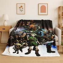 Klasikinis žaidimas Z-Zelda Animacinis personažas Link Flanelinis pledas Minkštas šiltas pledas miegamojo svetainės lovos kelionės stovyklavimo iškylos 75x90cm black