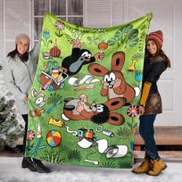 Klasikinis animacinis filmukas „Mažasis kurmis“ spausdinimo pledas Šiltas minkštas ir patogus namams kelionei pledas Sofos patalynė Kempingui kemperiui pledas dovanai 75X95CM green
