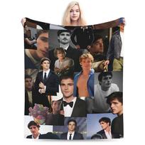 Super minkštas Jacob Elordi aktoriaus pledas Premium flanelės vilna Lengvas lovos pledas Pūkuoti pliušiniai pledai Naudoti visais sezonais 75cmx90cm black