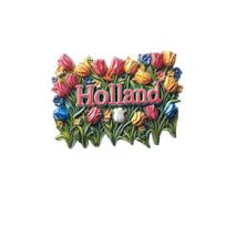 Holland Tulip Colorful Flowers Resin Painting Refrigerator Magnet Sticker Home Decoration Tourism Souvenirs black