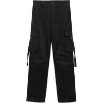 Sprayground Shark Mid-Waist Solid Color Straight Leg Cargo Pants Unisex pants Black W0942310 XXL black