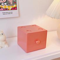 Trendy Dopamine Jewelry & Makeup Organizer - Portable Desktop Storage Box 9 x 9.5 x 8 cm rožinė