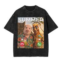Triple T Sahur Tung Gym Vintage Retro Brainrot Meme Men T Shirt Vintage Tees Short Sleeve O Neck Tshirt Cotton Big Size Tops M black