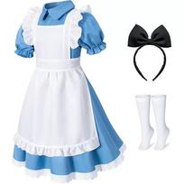 Kids Alice Maid Lolita Dress Costume, Countryside Style Princess Dress for Children’s Day & Halloween 150cm gray