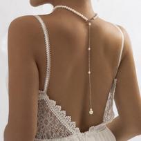 Luxury Faux Pearl Choker for Women Delicate Long Tassel Pendant Hypoallergenic Chain for Wedding Party Bikini Outings one size brown
