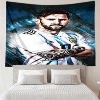 Lionel Messi With World Cup Trophy Tapestry Hanging for Bedroom,Livingroom, Playroom,Decor Art Room Wall Tapestry Holiday and Birthday Gifts 130cmx150cm