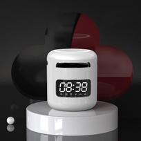 Bluetooth Clock Speaker Type C Charging Subwoofer Mini Wireless 3 Alarm Clocks Speaker with Ambient Light mėlyna