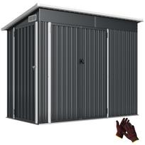 7.5 X 4.3Ft Metal Garden Storage Shed Waterproof Outdoor Shed With Triple Lockable Door Gloves Vents Dark Grey