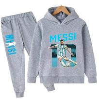 Rudens futbolo žvaigždė Messi 3-12 m. Vaikų su gobtuvais rinkiniai Kelnių kostiumas 2 dalių rinkiniai Vaikų berniukų mergaičių drabužiai Laisvalaikio mados sportiniai kostiumai 120 gray