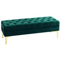 Classic Chic Tufted Bench End Of Bed Gold Metal Legs Green Velvet Dim 118L X 45W X 42H Cm