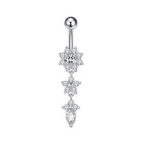 Long Dangle Belly Button Rings Stainless Steel Butterfly-Knot Heart Belly Piercing Nombril For Women Sexy Body Jewelry as the picture white