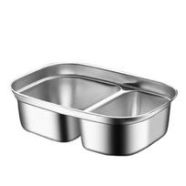 1200ML Divides Food Container Food Grade Fresh-Keeping Box Sealed Lunch Container  Tableware Double Grid gray