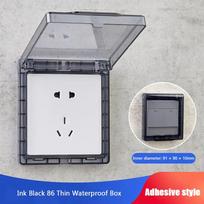 Self-Adhesive Switch Protective Cover Plastic Protection Socket Splash-Proof Box  Bathroom Black Thin