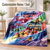 Miraculous Ladybug Custom Name Flannel Throw Blanket Soft Warm for Sofa Bed Indoor Home Use 80cmx120cm blue
