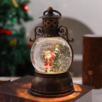 Christmas LED Music Box Lantern with Santa and Snowflakes Scene gray