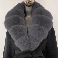 Luxury Real Fox Fur Shawl Scarf For Women Natural Fox Fur Collar Neck Warmer Winter Fashion Detachable Fur Collar For Overcoat Length 75CM gray