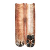 3D Gyvūnų Rašto Unisex Ilgos Kojinės - Katės ir Šuns Letenėlių Dizainas 20cm Double-Sided beige