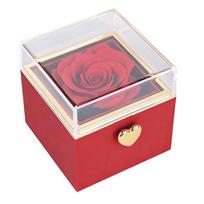 Surprise Rings Box with Realistic Flower Design Plastic and Metal Texture Suitable for Proposals and Special Occasions raudona