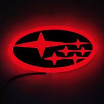 Car 4D LED Front Rear Light Emblem Sticker Accessory For Subaru STI Outback Forester Impreza XV Legacy WRX BRZ Tribeca 1pcs&14cm X 7.3cm raudona