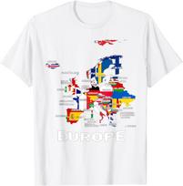 Europos vėliava, Europos vėliavos, Europos žemėlapis, Europos žemėlapiai Politinis marškinėlis Geografijos mėgėjų apranga Humoras Juokingas kelionės marškinėlis Dovana 2XL white