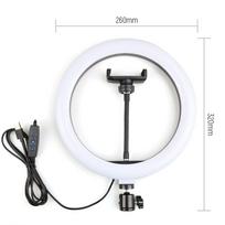 Dimmable LED Selfie Ring Light Camera Phone USB ring lamp Photography Fill Light with Phone Holder Stand For Makeup Live Stream white