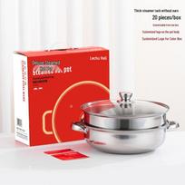 28CM Large Capacity Double-Layer Stainless Steel Soup Steamer & Hot Pot - Practical Gift Cookware 28cm red