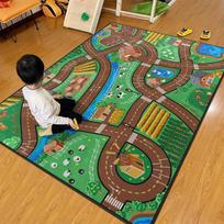 Cartoon Track Mat Puzzle Crawling Living Room Large Area Carpet Game Room Carpet Easy To Maintain Carpet Retro Home Decoration 40X60CM green