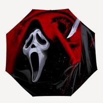 1pc Scream Mask Automatic Open/Close Umbrella Folding Umbrella, Portable Compact Travel Umbrella, Birthday/Christmas Gift for Men & Women L1110y24 red