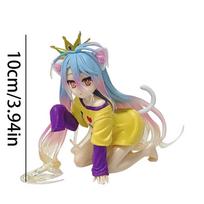 10cm No Game No Life Anime Figure Desktop Cute Cat Ear Shiro Action Figure Room Decorations PVC Adult Collection Model Doll Playthings gray