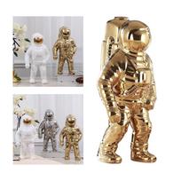 Ceramic Astronaut Statues Sculpture Figurine Ornament Desktop Table Decors auksinė