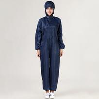 Anti-static Hooded Coveralls for Spray Painting, Dustproof, Food & Pharmaceutical Cleanroom Workwear with LOGO L; Hooded Coverall (Dark Blue)