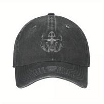 Washed Baseball Cap Frog Skeleton Print  Adjustable Breathable Sunscreen Outdoor Cap for Men And Women 1pc gray