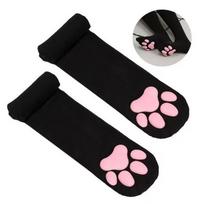 Cute Lolita Silica Gel 3D Cat Claw Thigh High Socks Women Harajuku Anti-Slip Stockings Jk Anime Girls Kawaii Cat Paw Long Socks One Size gray