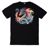 T-Shirt Fantasy Dragons Magical Dragon Motif CottonWill open in a new window or tab S gray