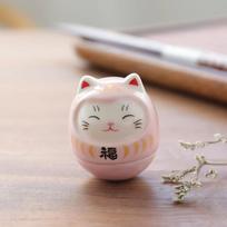Japanese Ceramic Daruma Crafts Cartoon Lucky Cat Fortune Ornament Landscape Home Decor Accessories Gifts Living Room Decoration gray