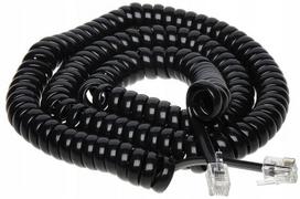 Juodas spiralinis telefono laidas Rj9-w/rj9-w, 7m
