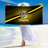 Richmond Tigers Print Beach Towel, Large Soft Quick Dry Towel for Beach Camping Swimming 70cmx140cm(27x55inch) black