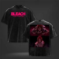2026 Summer Bleach Anime Printed Washed T Shirt Y2k Unisex Gothic Hip Hop Punk Tshirt Retro Vintage Graphic Oversized T Shirt S black