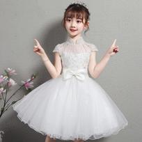 White Girls Princess Dress Flower Girl Performance Gown For Piano Host 160cm balta