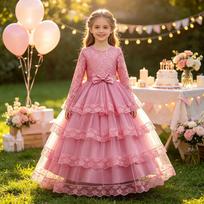 Girls Princess Tulle Dress Kids Birthday Party Performance Gown 160cm rožinė