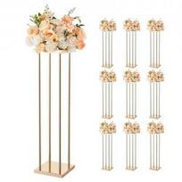 Gėlių stovų rinkinys vestuvėms LJL-8022, 10 vnt., auksinės spalvos, 80 cm