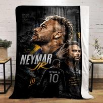 Neymar Jr portreto koliažo dizaino šilta antklodė - flanelinė antklodė miegamajam, svetainei, sofai ir trumpam miegui. 150x180cm(59*70in)