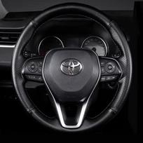 For Toyota RAV4 20-24 Corolla 19-24 Camry 19-23 Car Steering Wheel Cover Manual Sewing  Leather Car Accessories Part black thread black