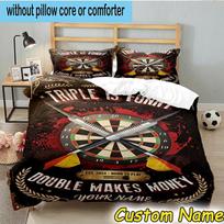3pcs Custom Name Throw darts Printed Bedding Set Includes 1 Duvet Cover & 2 Pillowcases for All Seasons Dormitory Home Decor Christmas gifts 140cmx210cm