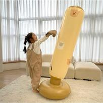 Kids Inflatable Punching Bag Stand PVC Fitness Training Water-Filled Knockdown Column Home Gym Exercise 158 cm beige