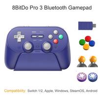 8BitDo Pro 3 Bluetooth Gamepad for Switch 1/2, Windows, Apple, Steam Special Edition Wireless Game Controller with TMR Joysticks violetinė