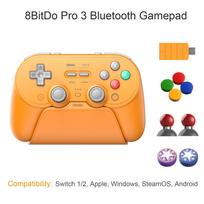 8BitDo Pro 3 Bluetooth Gamepad for Switch 1/2, Windows, Apple, Steam Special Edition Wireless Game Controller with TMR Joysticks oranžinė