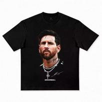 Men's Summer Crew-Neck Cotton T-Shirt with Messi Print – Stylish and Casual XS brown