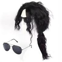 Nauja Michael Jackson Cosplay Perukas Arba Akiniai MJ Juodi Garbanoti Sintetiniai Plaukai Galvos Apdangalas Helovino Cosplay Perukai Aksesuarai Rekvizitas 150cm black